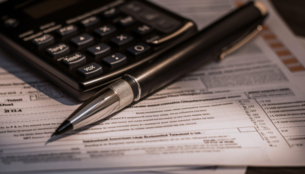 tax form and pen reveal financial success generated by ai